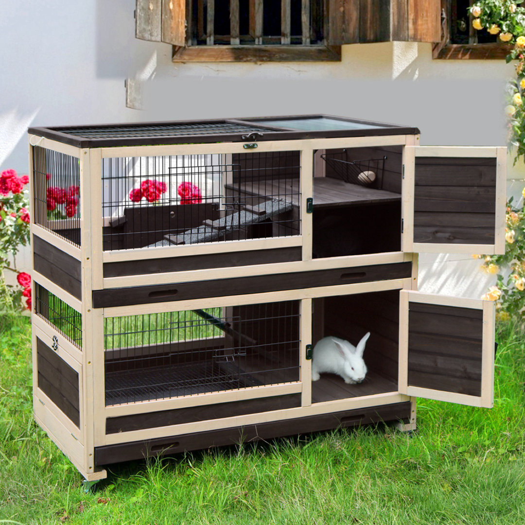 Shanitaortia Weather Resistant Rabbit Hutch with Ramp